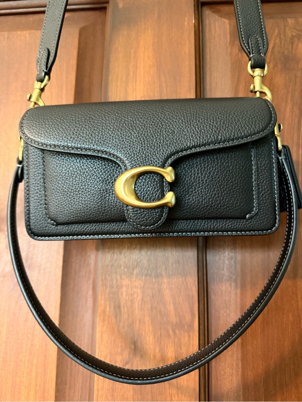 Coach Black Pebbled Leather Crossbody with Gold C Hardware